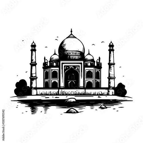 Taj mahal isolated on a white background