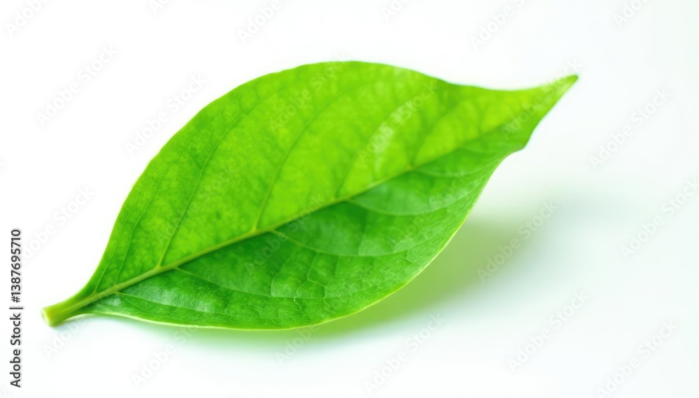 Obraz premium Delicate green leaf isolated on white background, foliage, nature, leafy greens