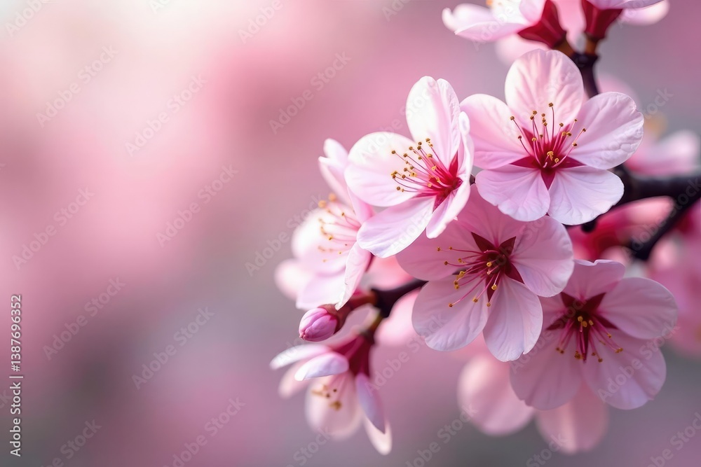Delicate pink cherry blossoms, full bloom, intricate pattern, design, subtle Delicate pink cherry blossoms, full bloom, intricate pattern, design, subtle