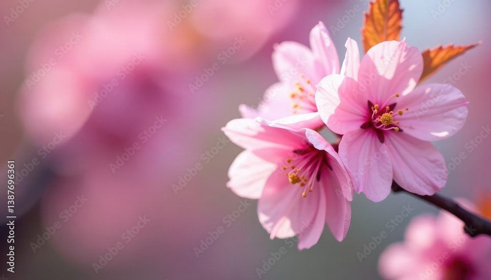 Delicate pink cherry blossoms, full bloom, soft petals , design element, springtime, romantic Delicate pink cherry blossoms, full bloom, soft petals , design element, springtime, romantic