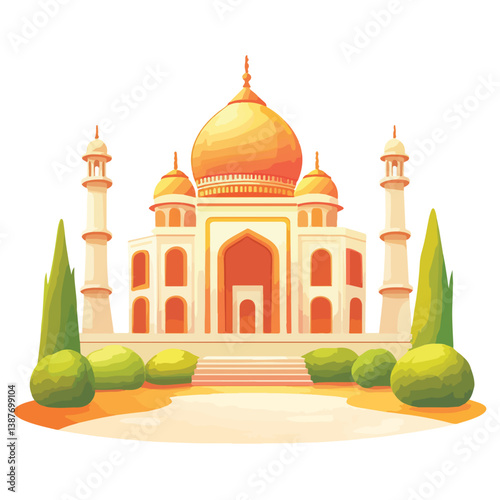 Taj mahal isolated on a white background