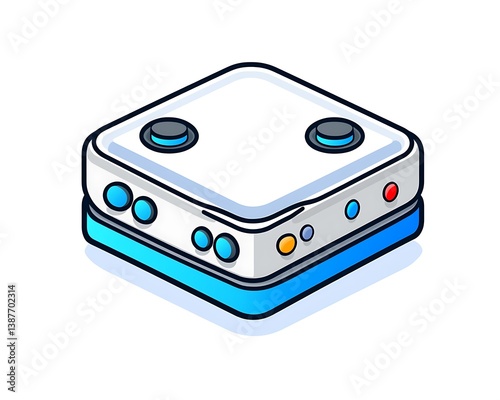 Square Device, Isometric View, White Background