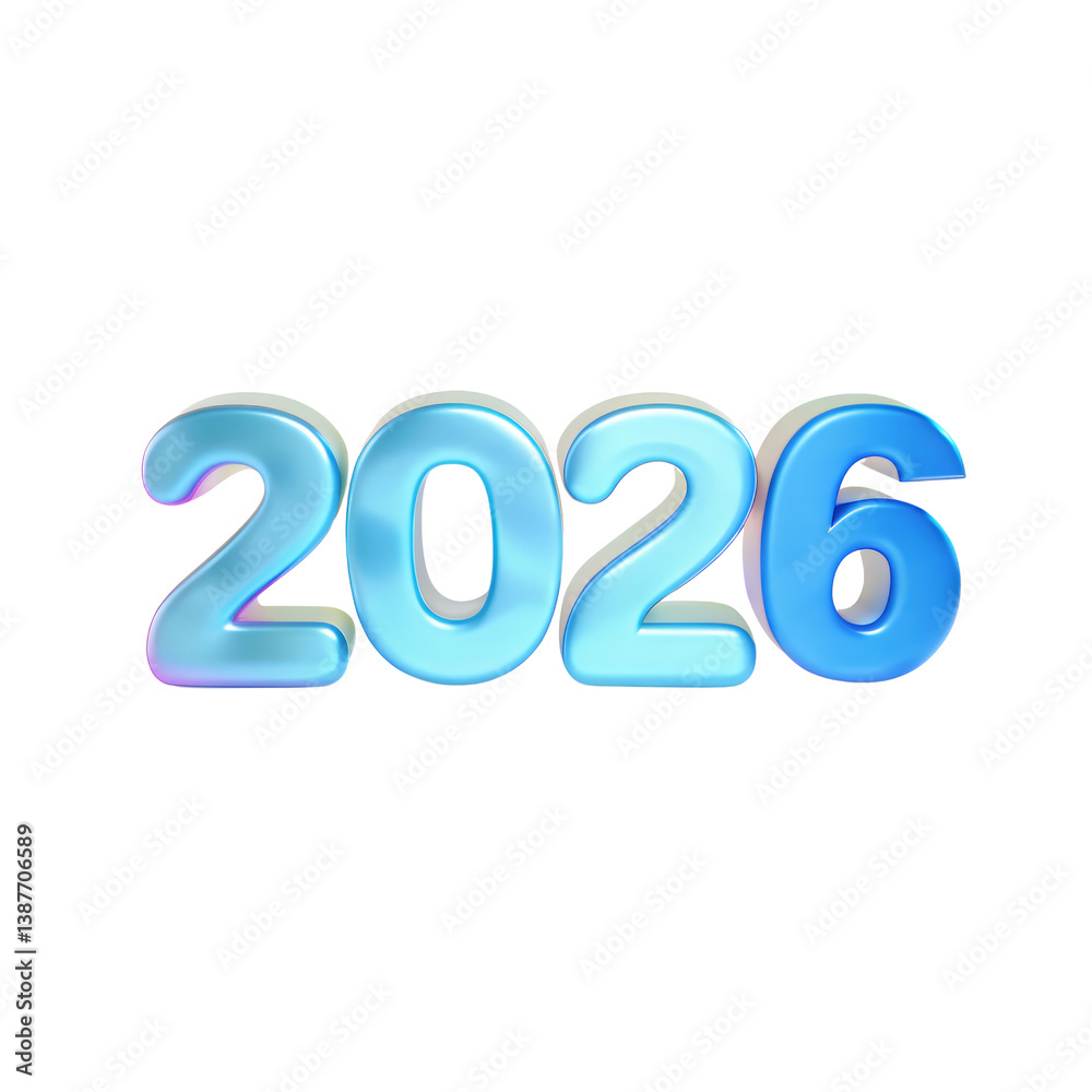 3D Blue 2026 Numbers Futuristic New Year Typography Design 3D Blue 2026 Numbers Futuristic New Year Typography Design