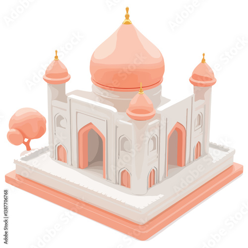 Taj mahal isolated on a white background