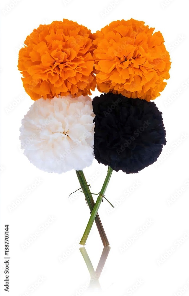 Colorful Marigold Flower decoration for indian festival isolated background