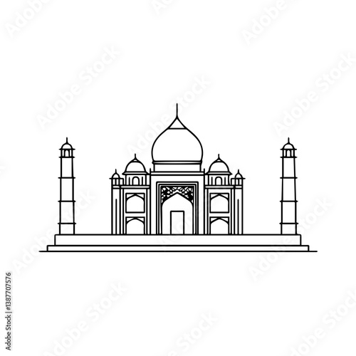 Taj mahal isolated on a white background