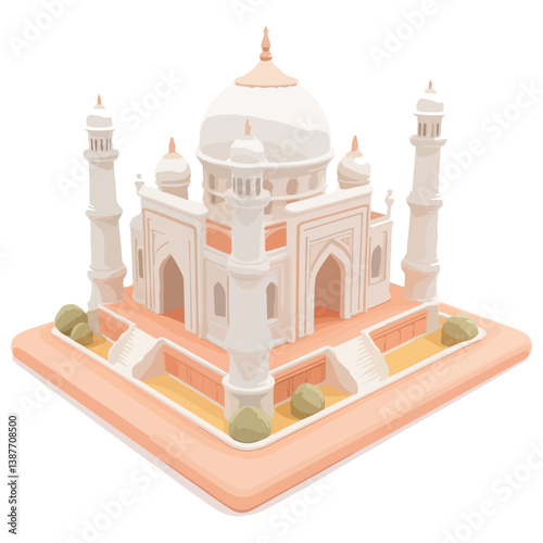 Taj mahal isolated on a white background