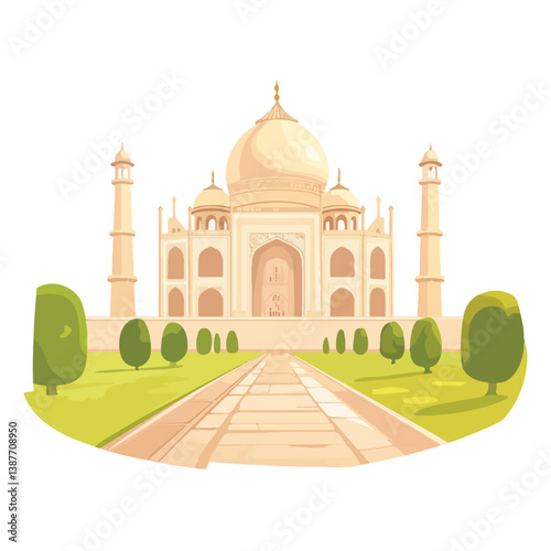 Taj mahal isolated on a white background