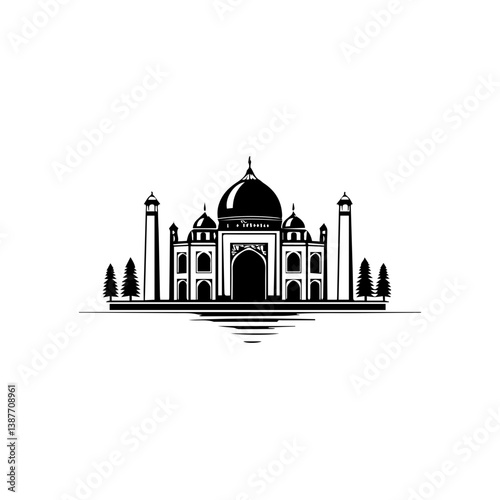 Taj mahal isolated on a white background
