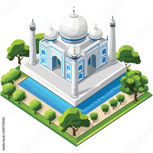 Taj mahal isolated on a white background