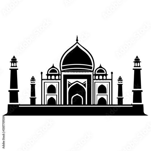 Taj mahal isolated on a white background