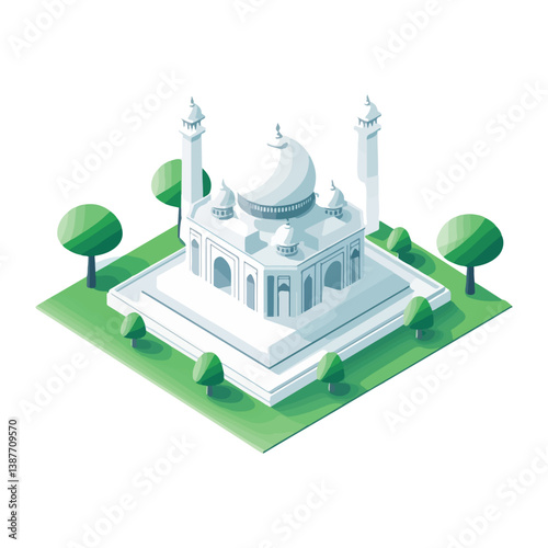 Taj mahal isolated on a white background