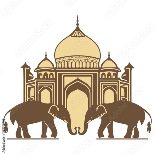 Taj mahal isolated on a white background