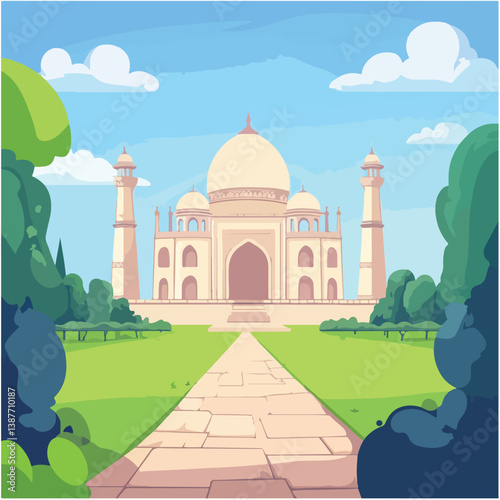 Taj mahal isolated on a white background