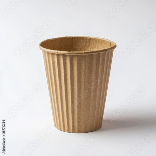 Eco-friendly brown paper cup shown upright in realistic style on a white background, representing sustainability and minimalistic design