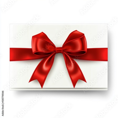 Red satin ribbon tied in a classic bow on a white background, realistic graphic style, symbolizing celebration, gift wrapping, and holidays