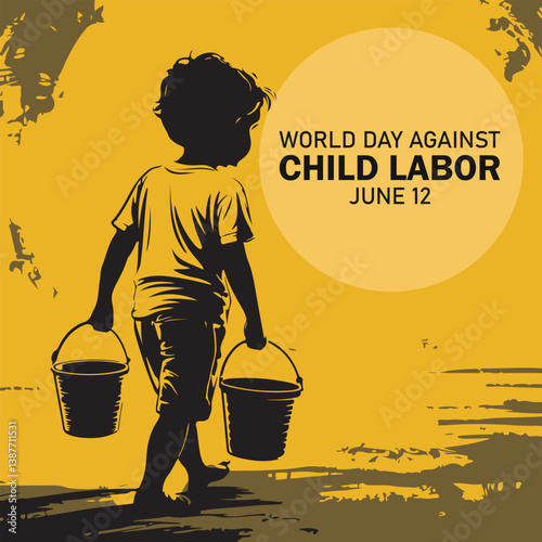 world day against child labor good for world day against child labor celebration. flat design. flyer design. Poster minimalistic art