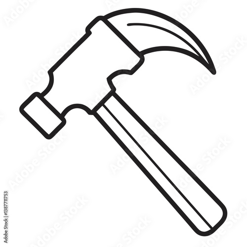 Carpenter Hammer Icon Outline on White Background