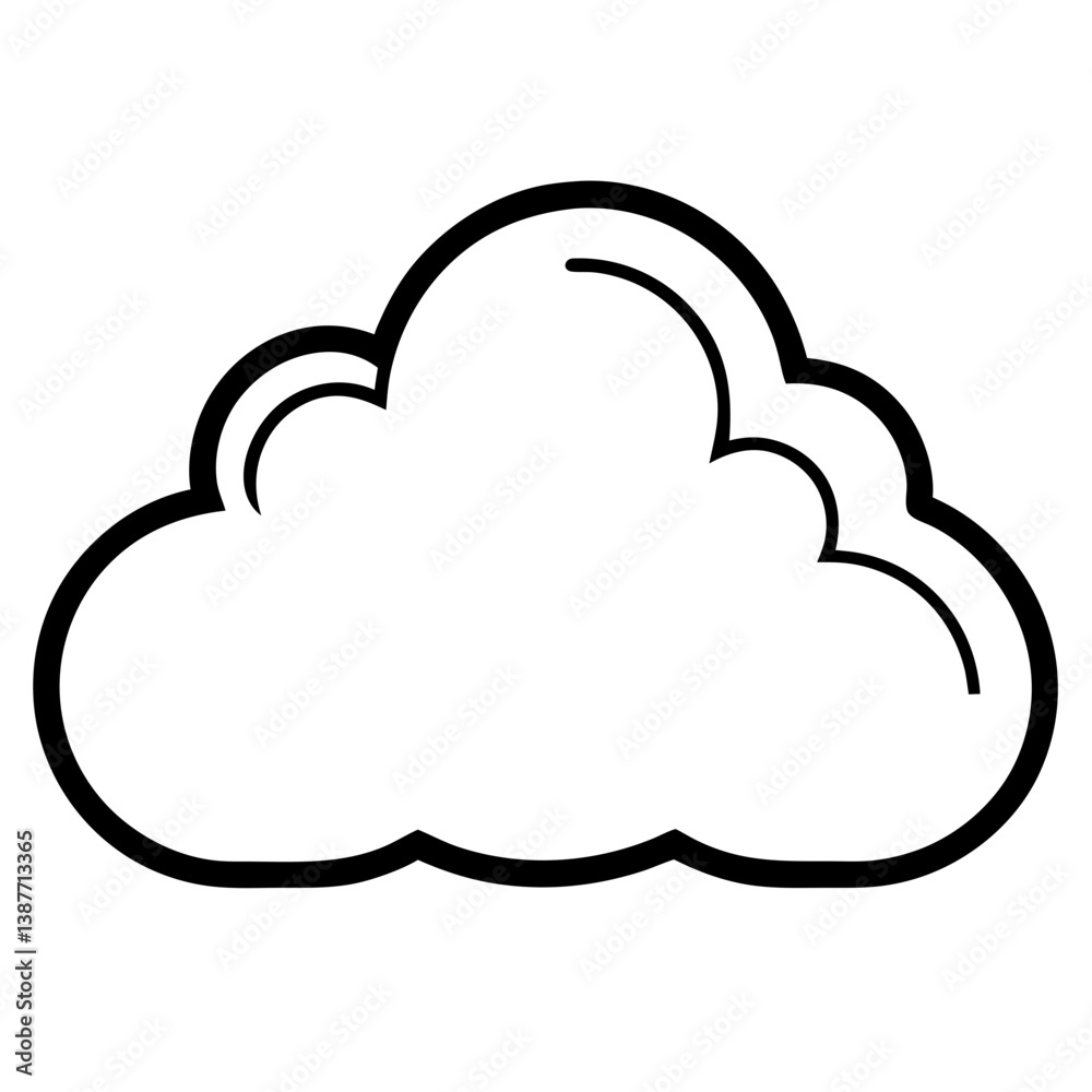 Cloud Icon Outline on White Background Coloring Book Page Cloud Icon Outline on White Background Coloring Book Page