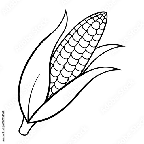 Corn Maize Food Coloring Book Page Line Art Drawing