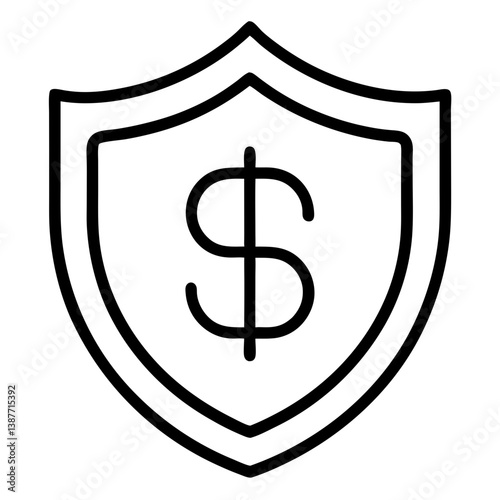 Dollar in a Shield Icon Outline on White Background Free Download Dollar in a Shield Icon Outline on White Background - GFXLoad