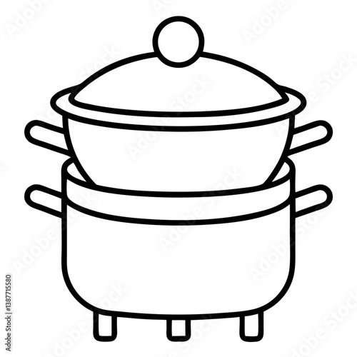 Double Boiler Coloring Book Page Line Art Drawing