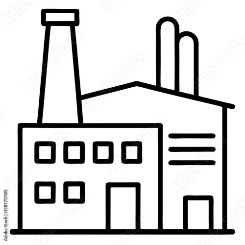 Factory Icon Outline on White Background