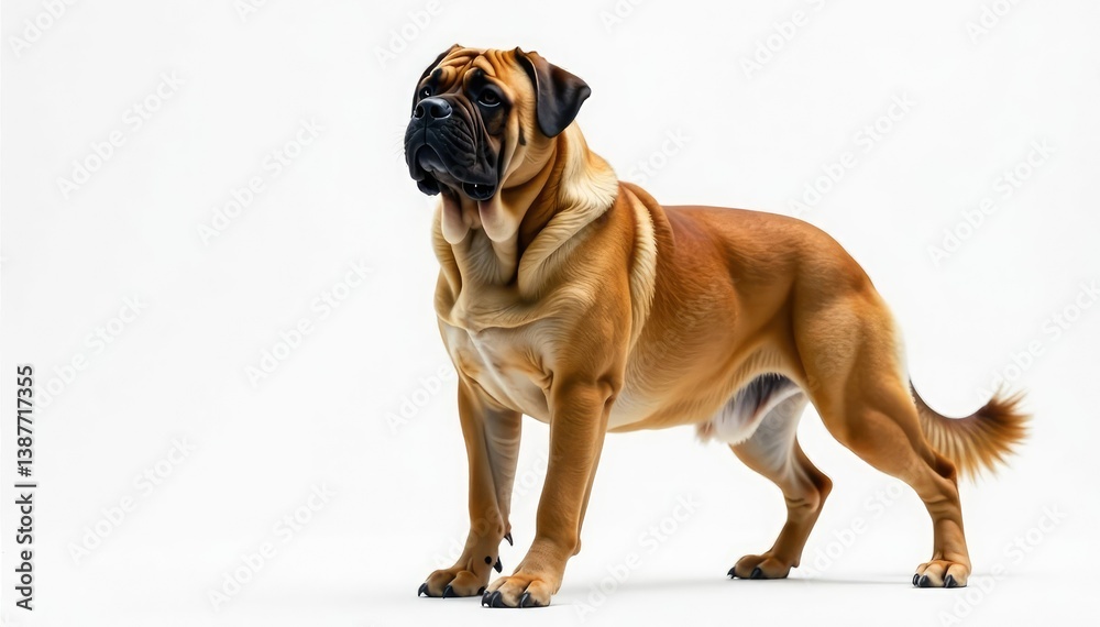 Obraz premium Majestic Mastiff, powerful stance, white background, white, canine, background