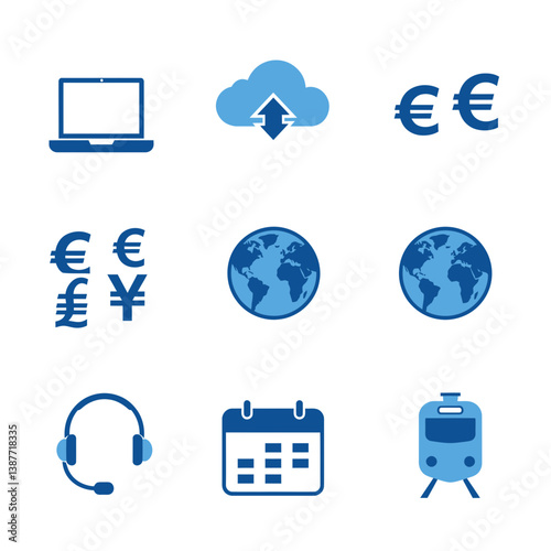 Technology and International Business Icons - Flat Design Set