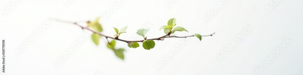 Fototapeta premium Single branch on white background isolated in soft focus, solitary branch, white background, soft focus
