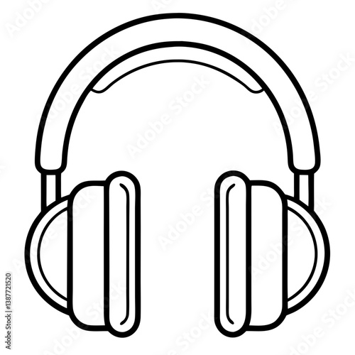 Headphones Coloring Book Page Line Art Drawing