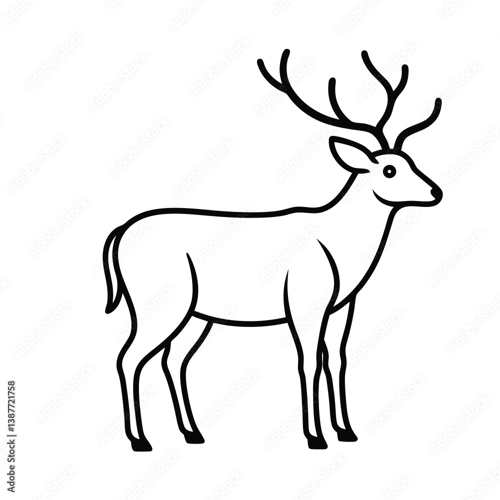 Fototapeta premium elk line art vector illustration 