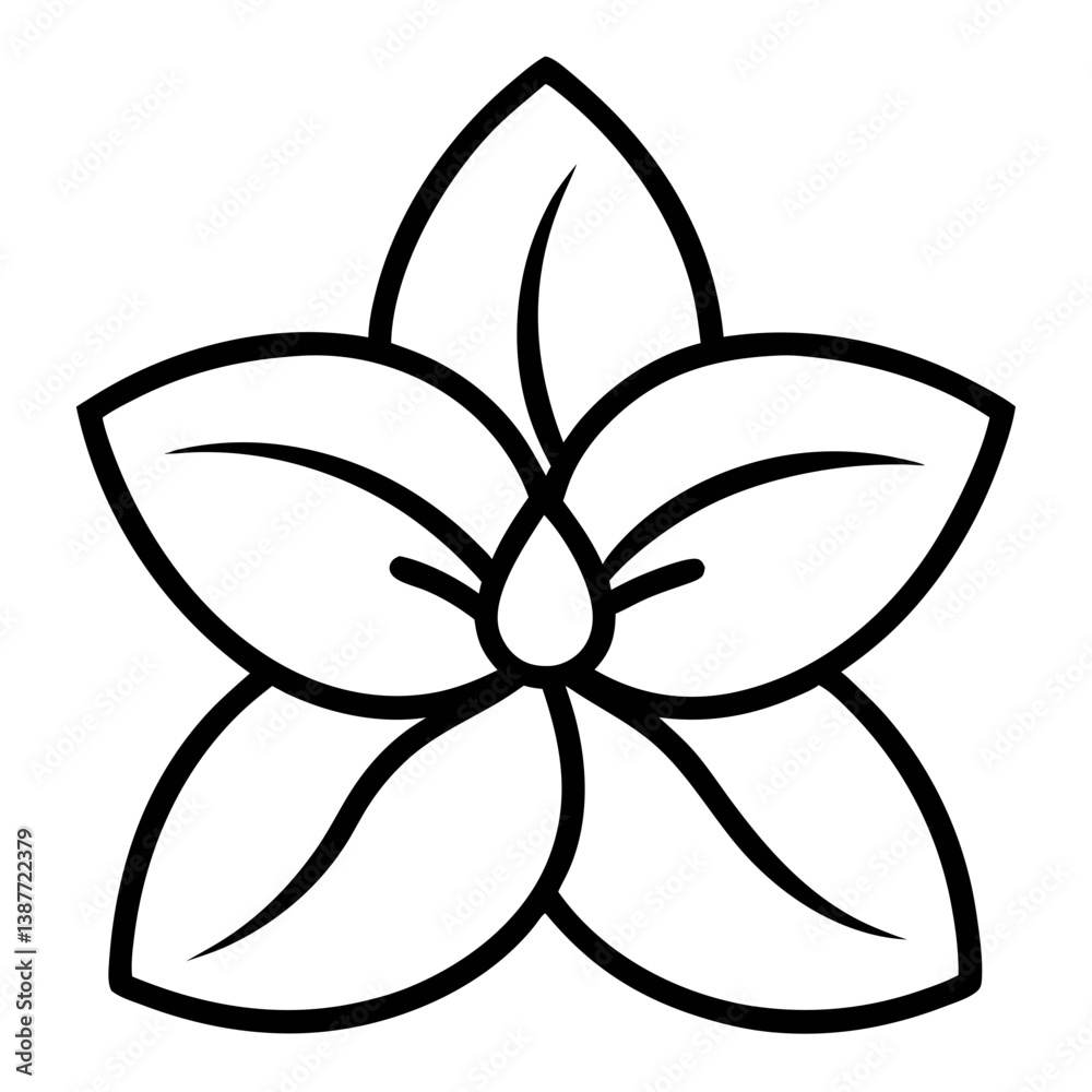 Jasmine Flower Icon Outline on White Background Jasmine Flower Icon Outline on White Background