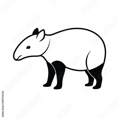 tapir line art vector illustration 