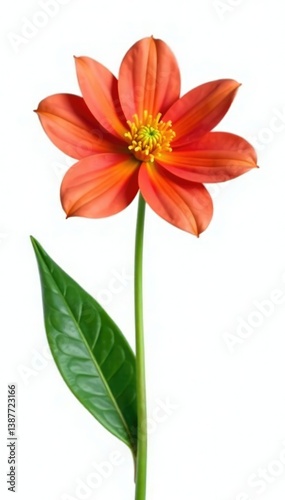 Simple yet elegant flower isolated on plain white background, modern, nature, petals