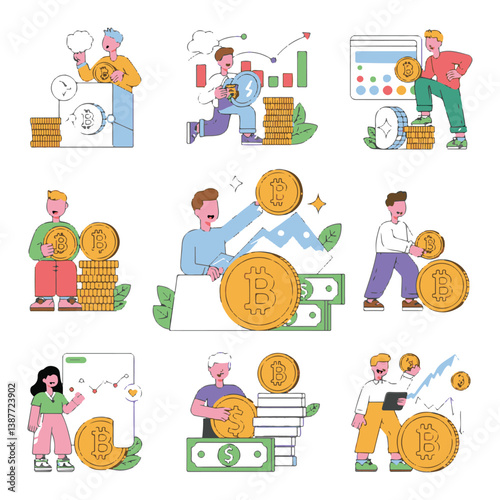Flat Design Crypto Scenes.