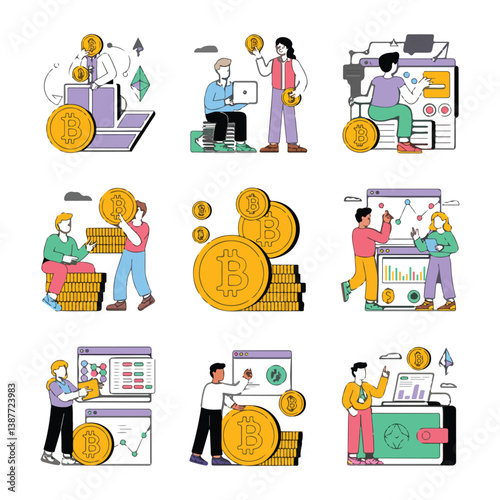 Flat Design Crypto Scenes.