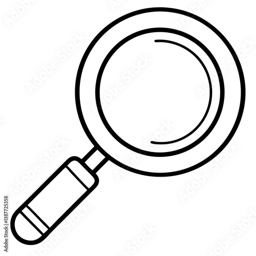 Magnifying Glass Coloring Book Page – Simple Line Art Drawing for Learning and Fun