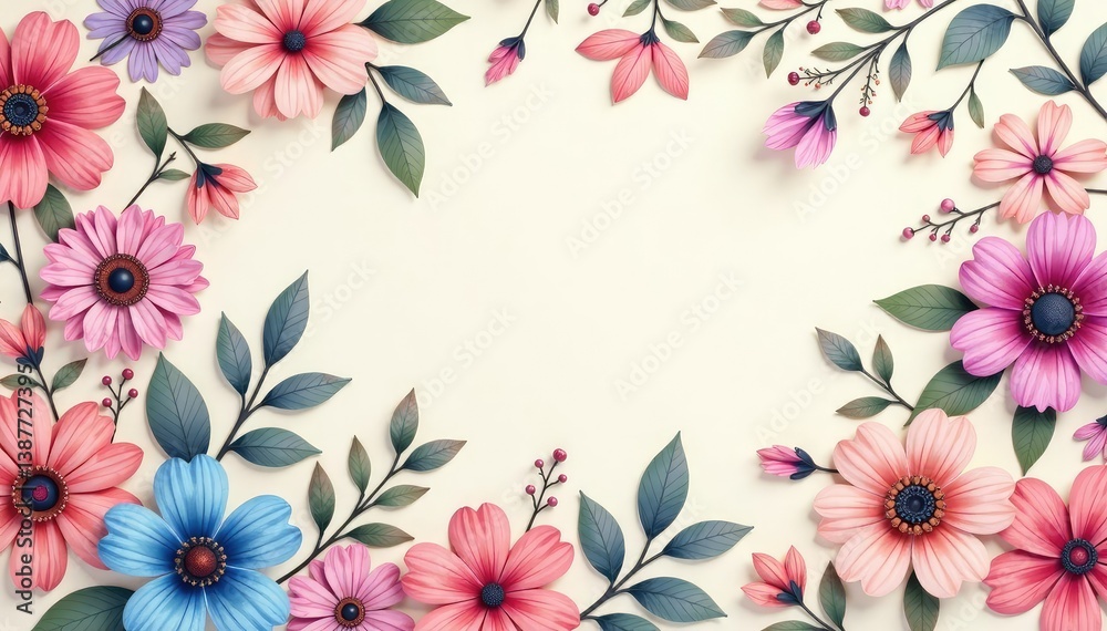 Fototapeta premium Soft paisley floral pattern, delicate pastel shades, fabric, background