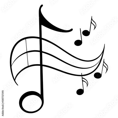 Music Note Coloring Book Page Line Art Drawing
