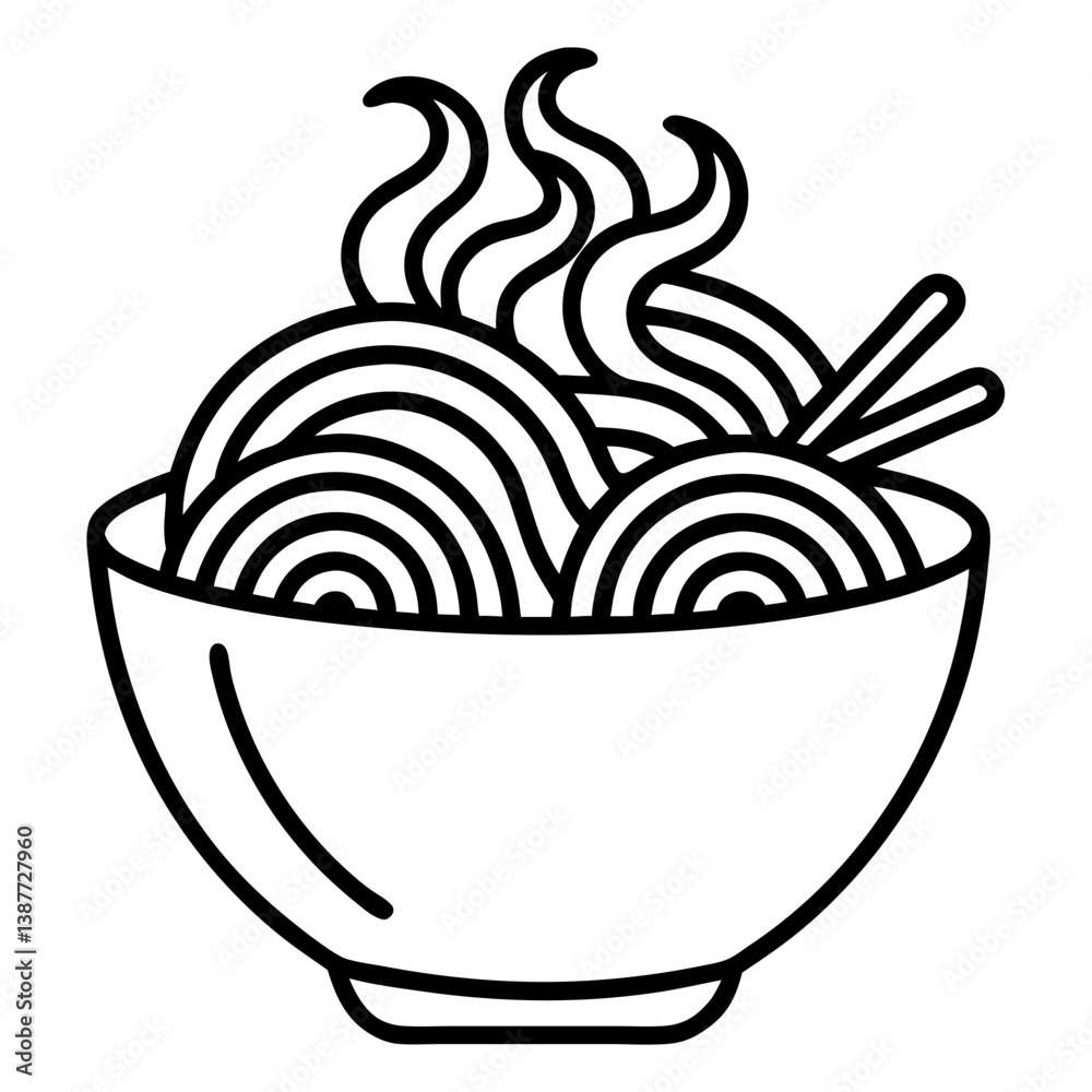 Noodles Food Coloring Book Page Line Art Drawing Noodles Food Coloring Book Page Line Art Drawing