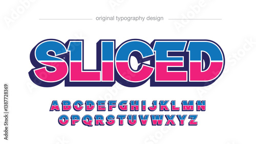 sliced pink and blue 3d isolated letters