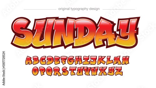 red and orange 3d bold modern graffiti typography isolated
