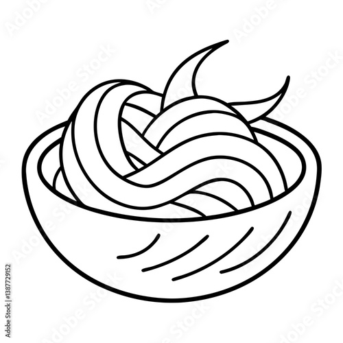 Pasta Food Coloring Book Page Line Art Drawing