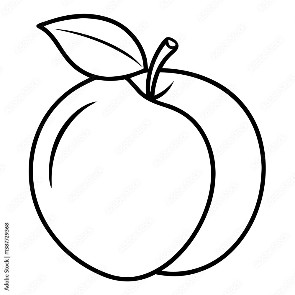 Peach Fruit Coloring Book Page Line Art Drawing Peach Fruit Coloring Book Page Line Art Drawing