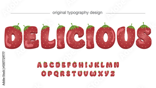 strawberry cartoon uppercase isolated font