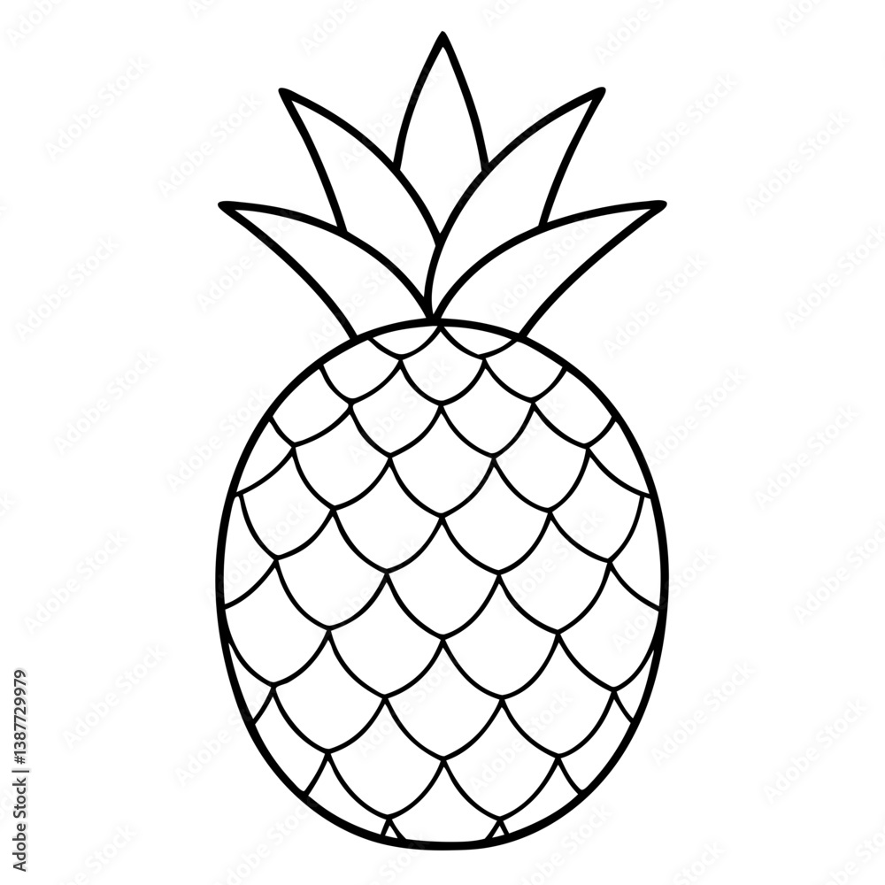Obraz premium Pineapple Fruit Coloring Book Page Line Art Drawing