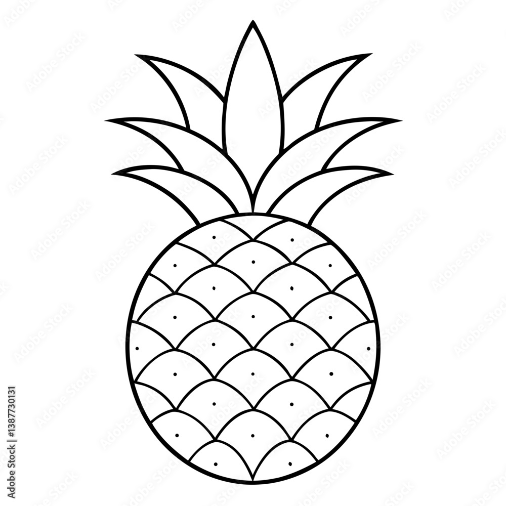 Obraz premium Pineapple Fruit Coloring Book Page Line Art Drawing