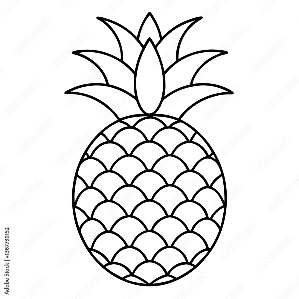 Obraz premium Pineapple Fruit Coloring Book Page Line Art Drawing