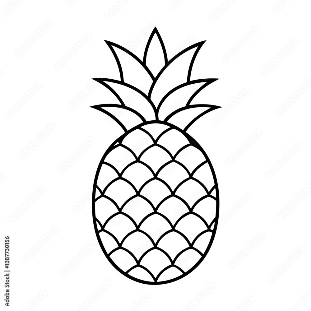 Obraz premium Pineapple Fruit Coloring Book Page Line Art Drawing